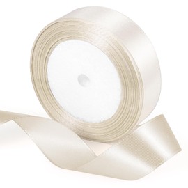 25 Yards Milky White Satin Ribbon 1inch, Single Face Polyester Silk Fabric Hair String Ribbon for Craft, Flower Bouquets, Gift Wrapping, Wedding, Bow Making and Valentines Decoration
