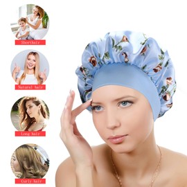 Arbootjin Silk Bonnet for Sleeping 2Pcs Satin Hair Bonnet for Curly Hair Sleep Bonnet Soft Hair Wrap Hairs Cap for Sleeping Women Men