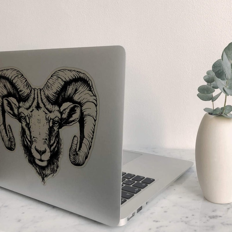 Large 210mm 'Ram Head ' Transparent/Clear Sticker Decal for Windows/Cars/Walls