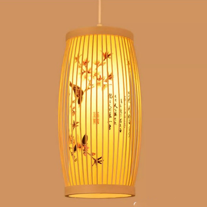 Woven Pendant Light Chinese Japanese Style Retro Rattan Lampshade Pendant