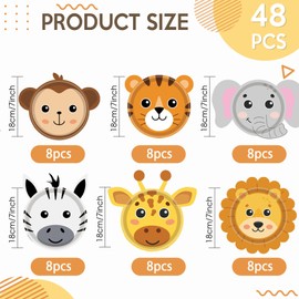 48PCS Jungle Animal Party Supplies Jungle Safari Zoo Theme Animal Paper Plates Safari Animal Shaped Disposable Plates for Baby Shower Birthday Party Supplies
