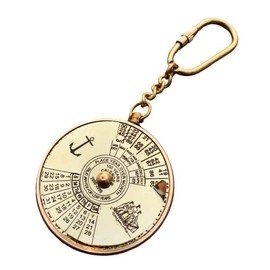 Nautical 100 Years Perpetual Calendar & World Timer Keychain Brass Keychain Key Ring