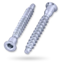 HEXATON Confirmat Screws 5 x 50 mm - Countersunk Hex Socket - Pack of 100 - Full Thread - Galvanised Steel - Furniture Screws