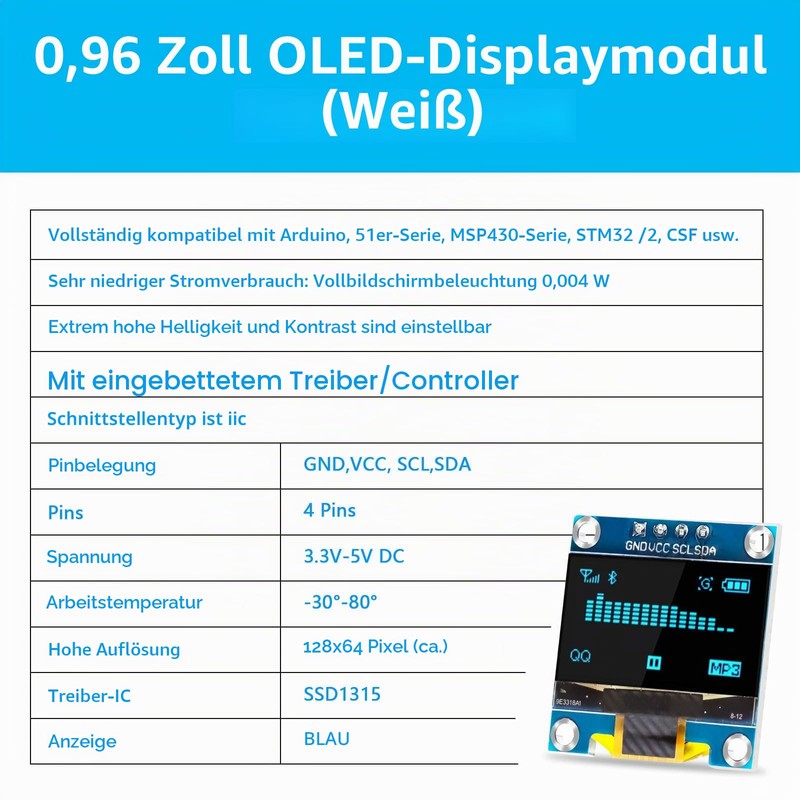 APKLVSR 3 x 0.96 Inch OLED Display I2C 128 x