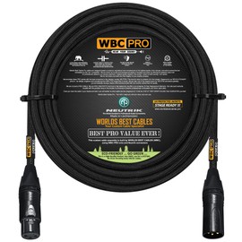 20 Foot - WBC-PRO-Quad Ultra-Silent Ultra-Flexible Balanced Star-Quad Cable with Neutrik Male & Female XLR Plugs & Black Tweed Jacket