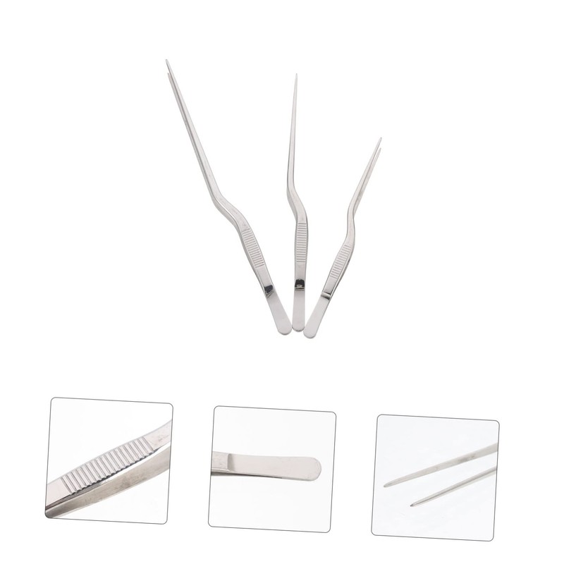 GRIRIW 3pcs Multi-use Surgical Tweezers Fish Bone Tweezers Pig Hair
