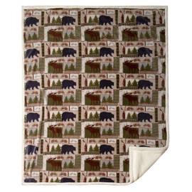 CARSTENS, INC. Ultra Premium Super Soft Plush Sherpa Fleece Oversized Throw Blanket 54" x 68", Vintage Lodge