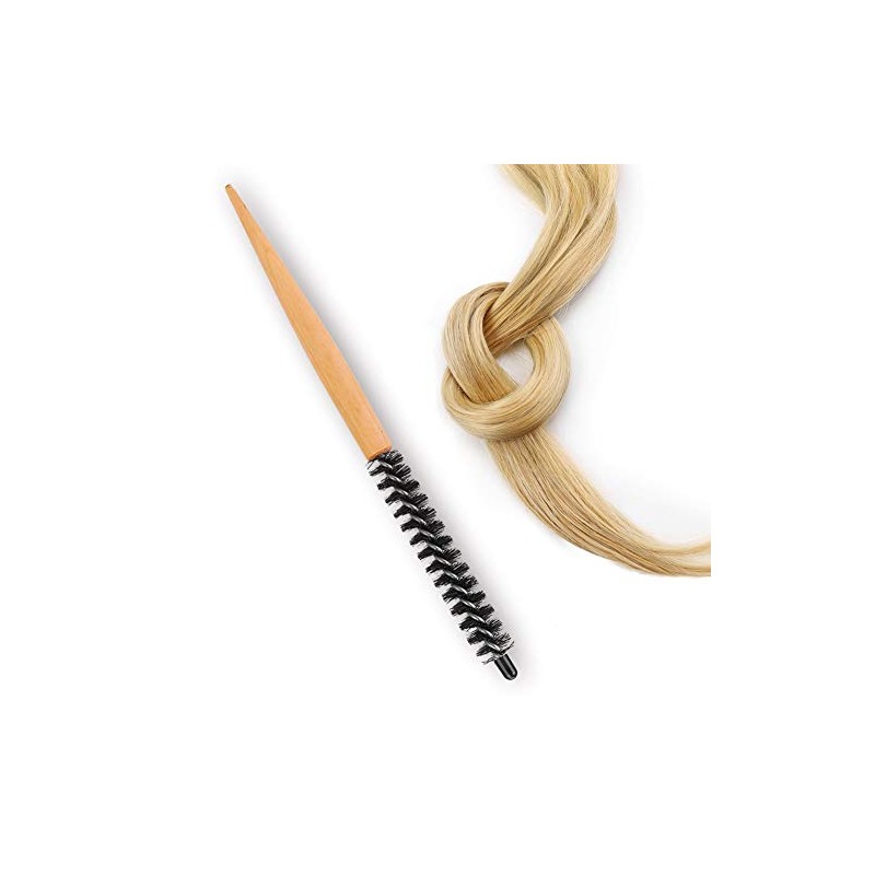 Mini Round Brush Nylon Bristles Short Hair Styling Wooden Handle