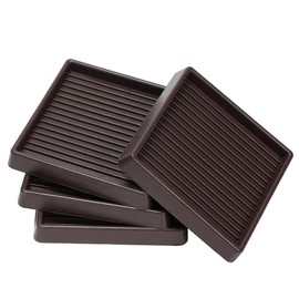 4x4 Square Rubber Furniture Caster Cups, Anti-Sliding Furniture Pads Bed Stopper Floor Protectors with Grip - Protect Any Flooring