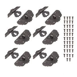 Pack of 6 Box Lock Buckles, Antique Wooden Box Locks Vintage Jewellery Box Hasp Clasp Latch Lock with Screw Hasps