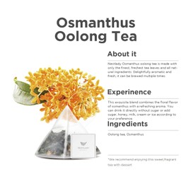 NESTLADY Osmanthus oolong tea, Osmanthus tea, Loose leaf tea, Osmanthus loose leaf tea, oolong loose leaf tea, Osmanthus aroma, Herbal tea, Flower tea, 桂花乌龙茶, Flavored refreshing tea bags 20 bags (60g, 3g/bag)…