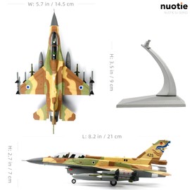 NUOTIE 1/72 Scale F-16I Fighting Falcon Airplane Pre-Build Model Kits Finished Diecast Aircraft Metal Fighter Jet Model Display Collection or Gift (F-16I-Israel)