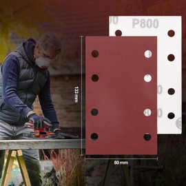 Sruhrak 80x133mm Sandpaper, 50 Pieces Sanding Sheets Hook and Loop Sanding Pads 800 Grits Rectangular Sander Paper Set for Bosch Electric Sander Polishing, Rust Removal
