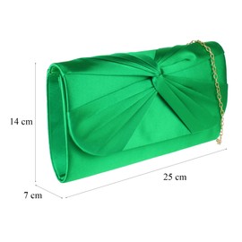 Girly Handbags Womens Twist Satin Plain Clutch Bag Medium Light Green