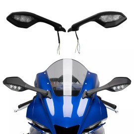 TCMT Rear View Mirror Amber Turn Signals Fit For Yamaha YZF R1 2015-2024 YZF R6 17-22