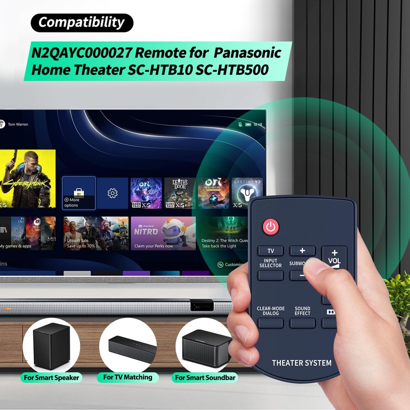 N2QAYC000027 Replacement Remote Control Compatible with Panasonic Home Theater Audio