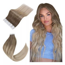 Easyouth Extensiones Cabello Real 40gr 14in Balayage Marrón Cenizo Fa