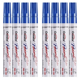 Paint Pens Paint Markers - Blue Permanent Markers 8 Pack, Oil Based Waterproof Quick Dry Medium Tip Marker Pen for Metal, Wood, Fabric, Plastic, Rock, Stone, Mugs, Canvas, Glass, Art Craft