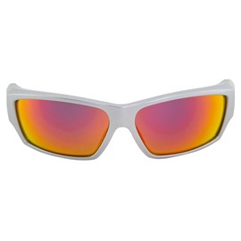 Optic Edge Cliff Weil - anteojos de Sol envolventes para Deportes y Motocicletas para Hombres o Mujeres, Marco Plateado con Lente de Espejo Naranja dieléctrico