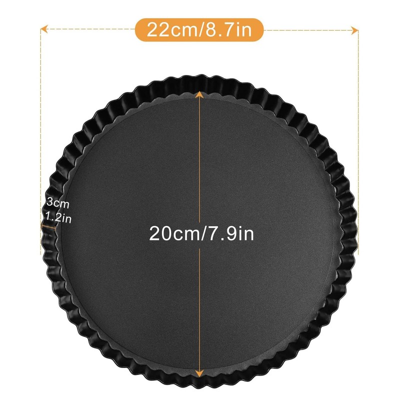 SUJIBHI Quiche Pan 8 inch Non-Stick Tart Tin Flan Case