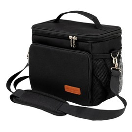 Carrywell (Not Made In China) Insulated Lunch Bag For Men, Men's Lunch Box, Leakproof, Collapsible, Soft Sided Cooler W/Adjustable Shoulder Strap, Black