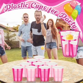 100PCS 18 oz Plastic Cups, Party Cups Light Pink and Hot Pink Cup Disposable Drinking Cup Bulk for Bachelor Party Christmas Graduation Wedding Birthday Picnic Festive Celebrations