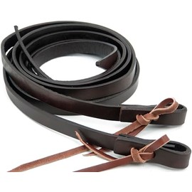 QMYBROW Heavy Harness Split Reins, Working Tack Leather Rein, 5/8" x 7'