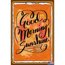 WORLD'S GREATEST SIGNS! Good Morning Sunshine! 8"x12" All Weather Metal Made In USA! She Shed Garden Kitchen Farm House Chicken Coop Country Decor Inspirational Home Office Humor