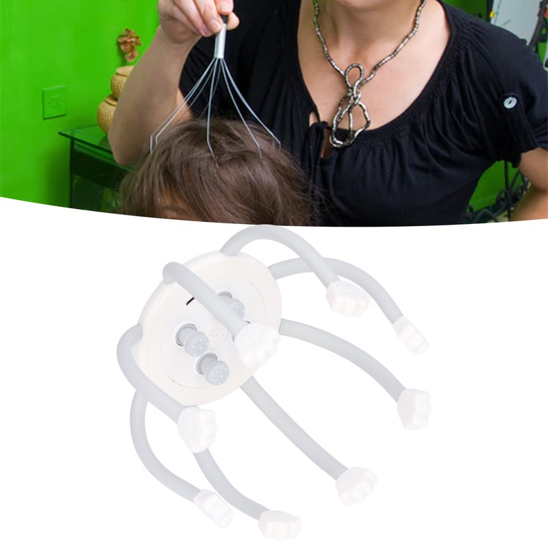 Electric Head Massager Rechargeable Ergonomic Stress Relief Relax Claw Scalp