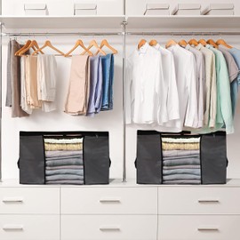 HOCCO Clothes Storage, Foldable Blanket Storage Bags, Storage Containers for Organizing Bedroom, Closet, Clothing, Comforter, Organization and Storage with Lids and Handle, Grey (3-Pack), 23x16x13