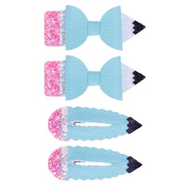 IKOLA 4PCS Back to School Pencil Hair Clips, Blue