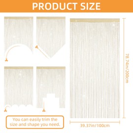 4 Pieces Glitter String Curtains Doorway Beads Curtains, 39 x 79 Inch Hanging Fringe Hippie Room Divider Door String Curtain Boho Doors Tassel for Doorways, Windows, Closet, Privacy Decor (Yellow)