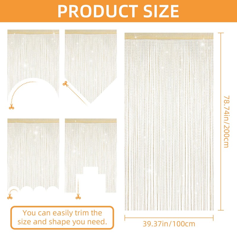 4 Pieces Glitter String Curtains Doorway Beads Curtains, 39 x