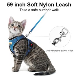 MingXpets Cat Harness and Leash for Walking, Retractable Cat Harnesses and Leash Set Escape Proof, Breathable Soft Kitten Small Large Harness for Travel Training and Walking, Black, S