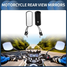 INFINAUTO Motorcycle Rear View Mirrors Handlebar Mirrors Aluminum Alloy Plastic Black Adjustable M8/M10 Square Shape