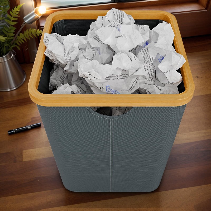 Vireon Office Waste Paper Bin Made of Bamboo - Oxford