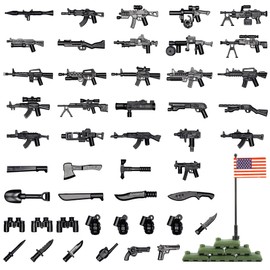 MaozyHomie 54 Pcs Weapons Pack Military U.S Weapons in U.S-Vietnam War Toy Set - Weapons Accessories Weapon Battle Building Blocks Compatible with Major Brand, 3 Years Old and up
