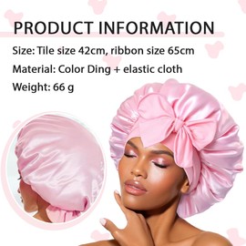 Satin Haarhaube für Damen, Satin Bonnet, Satin Hair Cap, Haarhaube für Die Nacht, Silk Bonnet for Sleeping, Reusable Silk Bonnet Silk Cap, Hair Bonnet for Women and Girls (Pink)