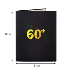 HOMANGA Happy 60th Birthday Pop Up Card, 60th Birthday Card with Note and Envelope, 60th Birthdays Gifts for Husband, Wife, Men, Women, 60 Years 3D Pop Up Birthday's Greeting Card 6" x 8"