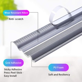 Cuysfead 118 Inch Window Draft Stopper Foam Door Seal Strip Self Adhesive, Window Insulation Tape and Door Side Weather Stripping Soundproof, Door Bottom Sweep Noise Gap Blocker (T Shape, Grey)