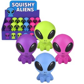 LND Gifts Squeezy Alien Toy, 8cm Long, 12 Supplied Martian Stretches and Twists Fun and Friendly Anxiety Relief Squeeze Alien Ideal Christmas Stocking Fillers for Kids, Party Bag fillers
