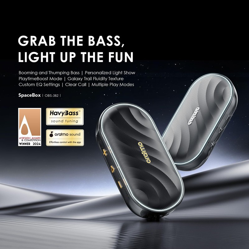 Oraimo SpaceBox Portable Bluetooth Speaker, Speaker Bluetooth Wireless with Light