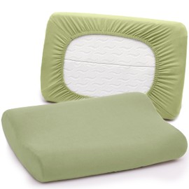 Luxoon Health Pillow Case - 95% Cotton / 5% Elastane, Breathable and Skin-friendly, Washable, for Comfort and Hygiene, Pack of 2, 30-45 x 50-65 cm, Sage Green