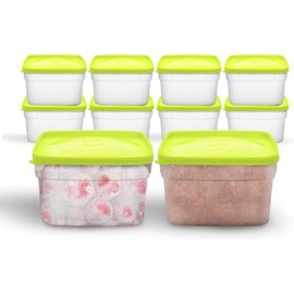 Freezer Containers for Food Storage, Reusable Plastic Food Storage Containers - Prep, Store and Freeze, Dishwasher Safe - Color: 1 Pint - 10 Pack