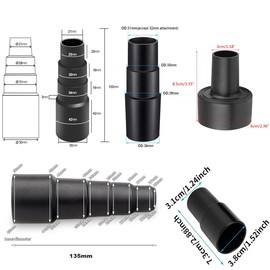 Universal Shop Vac Vacuum Hose Adapter,5 Pieces Vacuum Hose Adapter Kit,2-1/2 Inch to 1-1/4 Inch; 1-1/4 Inch to 1-3/8 Inch to 1-1/2 Inch; 1-3/8 Inch to 1-1/4; 32mm to 35mm; 32mm to 38mm, 32mm to 45mm