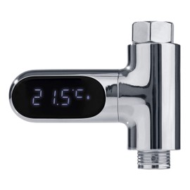 MAXXMEE Thermometer for water taps, simply check the temperature accurately. Ideal for the shower, bath or sink. The display can be rotated 360° [silver]