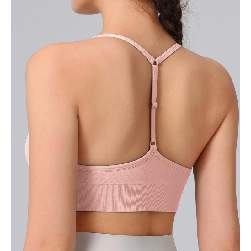 Women's Sports Bras Adjustable Y Back Spaghetti Strap Racerback Padded