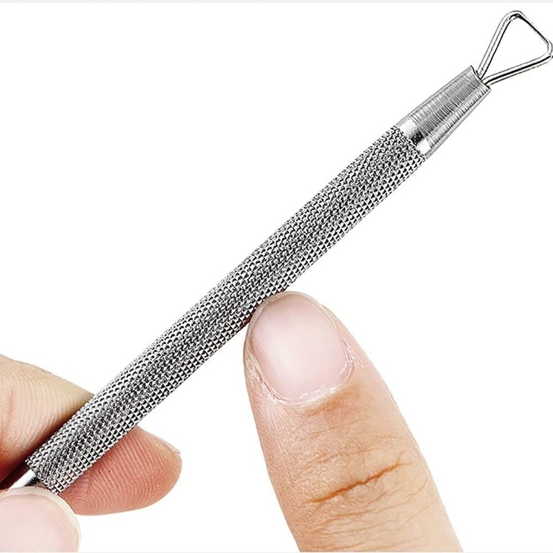 2PCS Silver Stainless Steel Cuticle Pushers – Triangle Cuticle Peeler