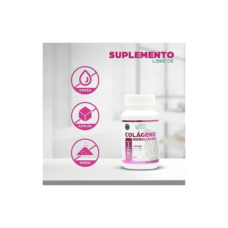 Olnatura Just Colágeno Hidrolizado, Fórmula Premium 90 Tabletas, Suplemento Alimenticio,