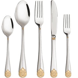 Silverware Set Limited Edition – 30 Piece Family Dinnerware Set – Flatware Set for 6 – Silver Tableware Set w/Gold Accents – Spoons, Knives, Teaspoons, Forks, Salad Forks